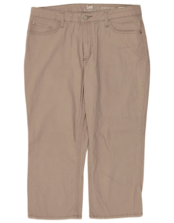Pantaloni capri da donna LEE Riders a vita media US 12 Large W32 L20 Beige