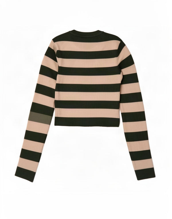 Top Zara da donna a maniche lunghe UK 8 Small in viscosa a righe verdi