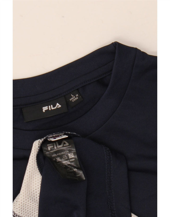 Maglietta da uomo Fila Top Large in poliestere color block blu navy