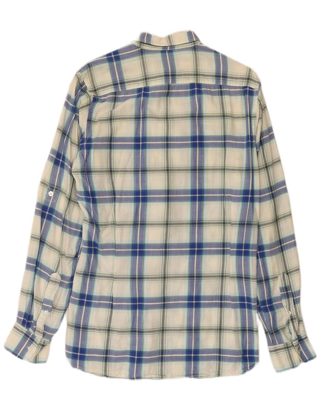 Ted Baker Camicia in flanella da uomo taglia 2 piccolo cotone scozzese blu