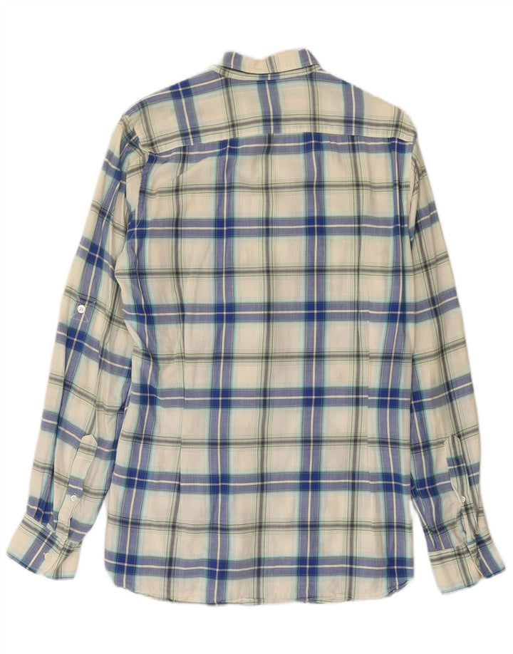 Ted Baker Camicia in flanella da uomo taglia 2 piccolo cotone scozzese blu