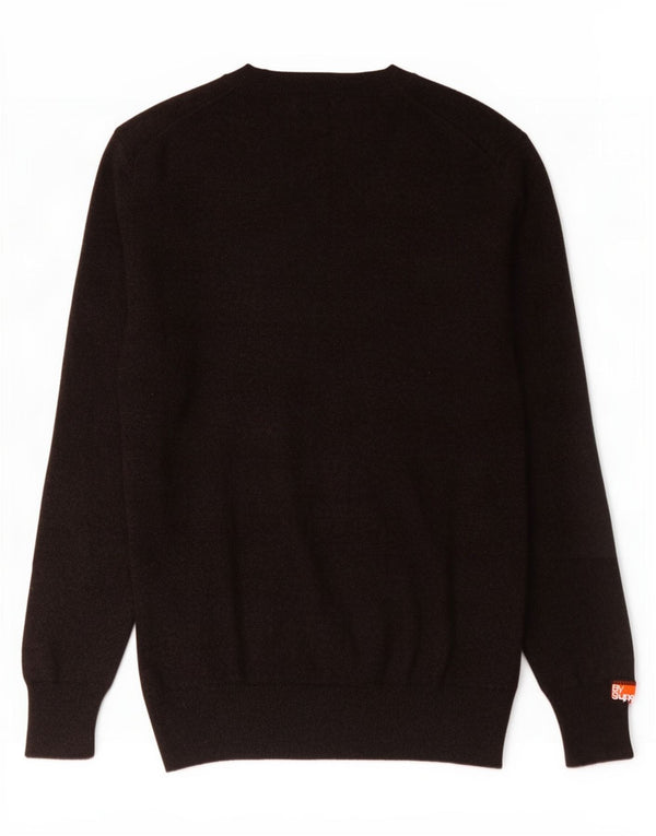 Superdry Mens V-Neck Jumper Sweater XL Brown Cotton