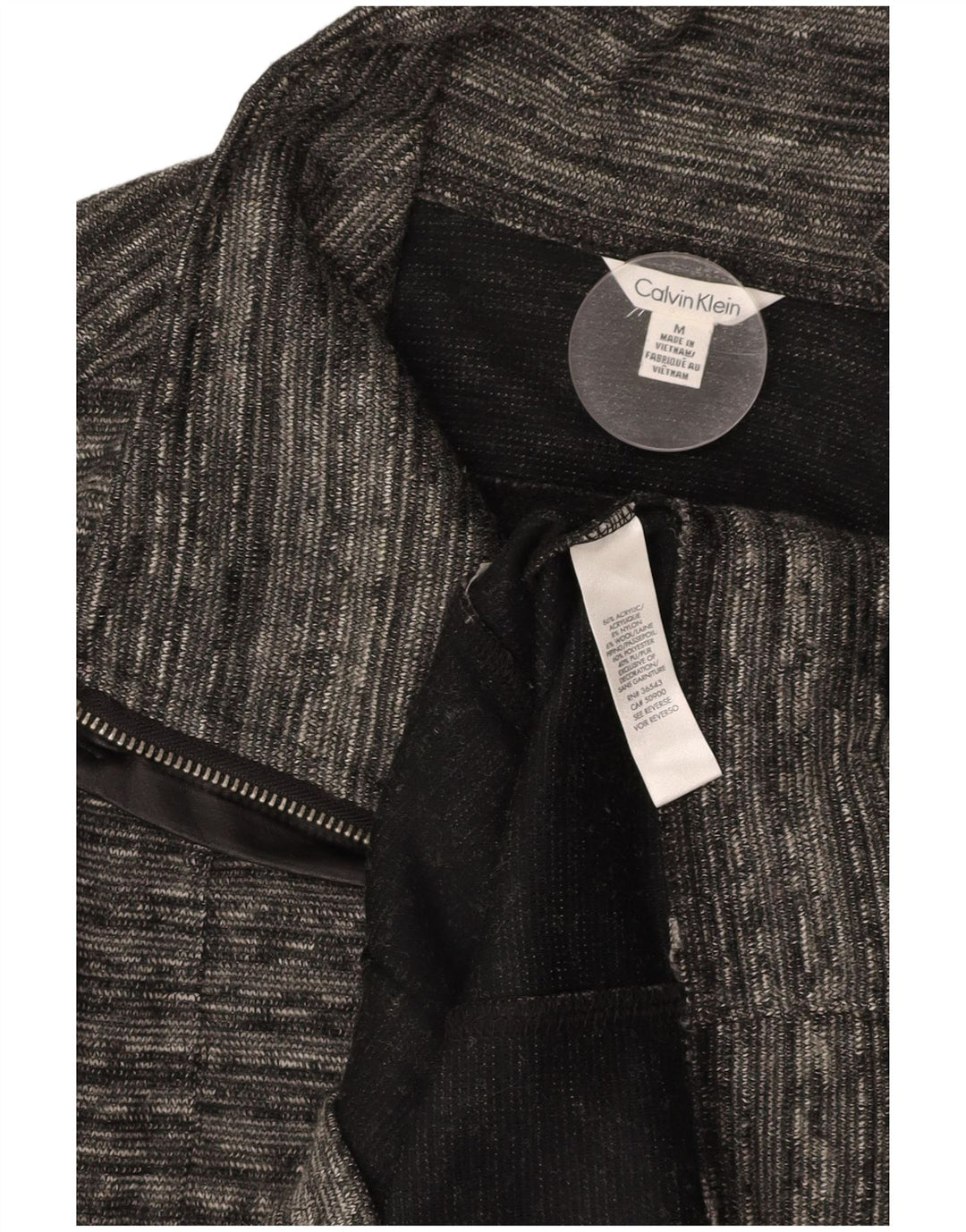 CALVIN KLEIN Maglione cardigan da donna UK 14 Acrilico screziato grigio medio