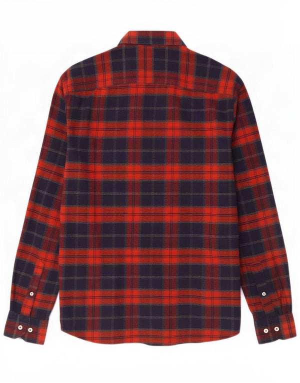 Vintage Mens Flannel Shirt Large Navy Blue Check Cotton