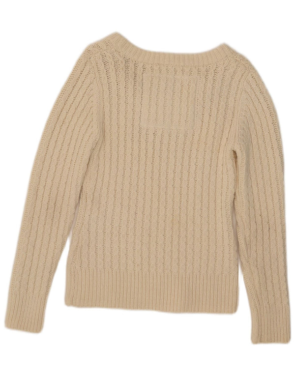 Maglione maglione con scollo a barca da donna Superdry UK 12 cotone bianco sporco medio