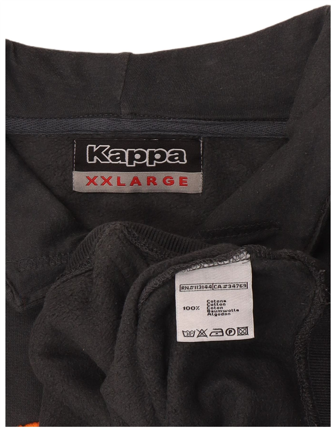 Felpa Kappa da uomo con collo alto, 2XL, cotone grigio