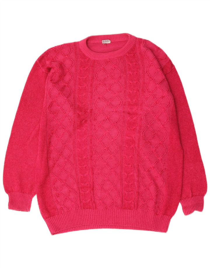 Maglione girocollo da uomo vintage in cotone rosa grande