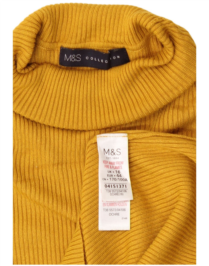 Maglione maglione a collo alto da donna Marks & Spencer UK 16 grande viscosa gialla