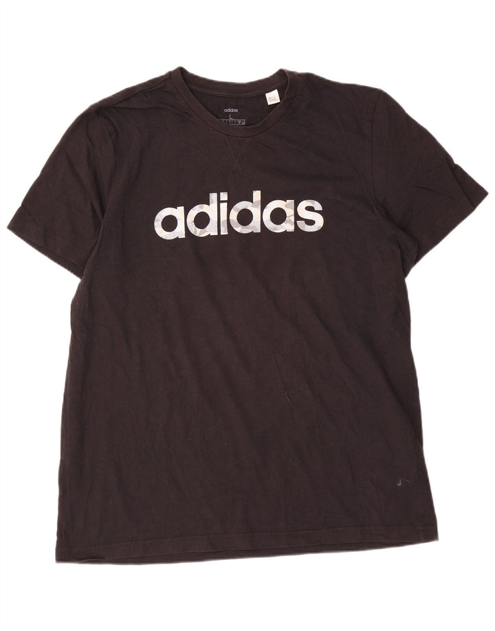T-shirt grafica da uomo Adidas Top grande in cotone nero