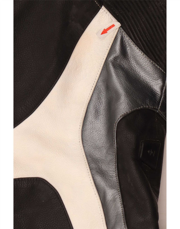 Giacca da corsa grafica da uomo Giudici UK 36 Small in pelle nera a blocchi di colore