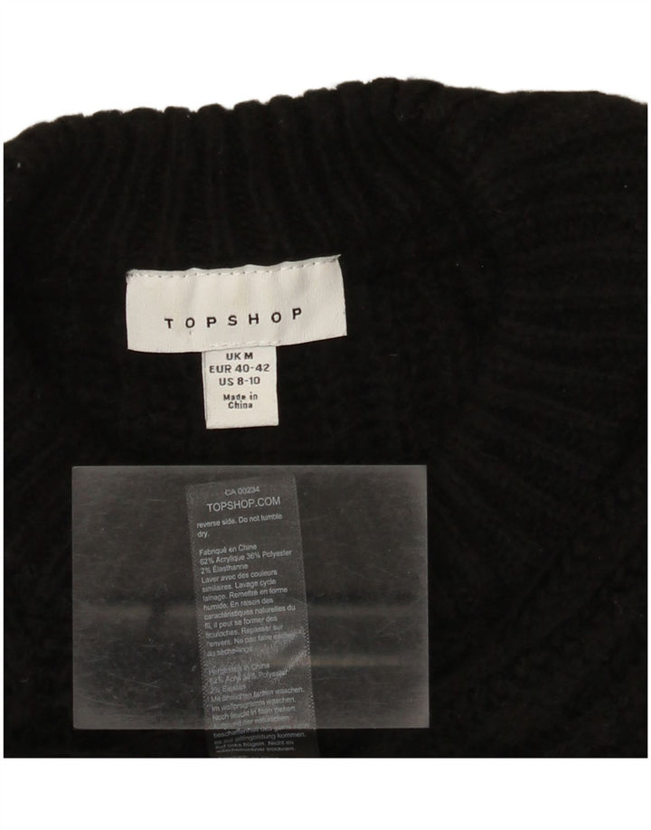 Maglione maglione girocollo oversize da donna Topshop UK 14 medio nero
