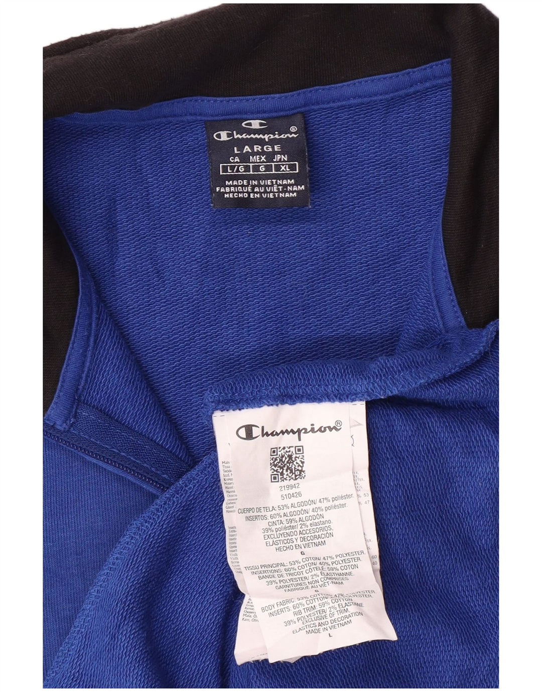 CHAMPION Mens Tracksuit Top Jacket Large Blue Colourblock Cotton