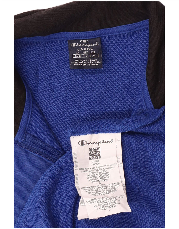 CHAMPION Mens Tracksuit Top Jacket Large Blue Colourblock Cotton