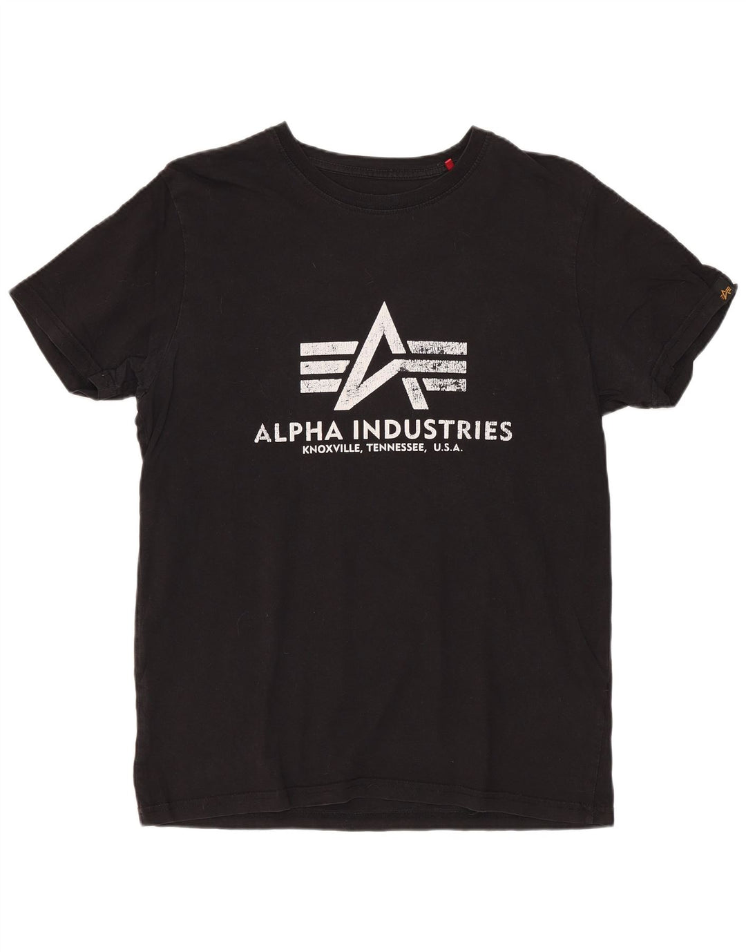 T-shirt grafica da donna ALPHA INDUSTRIES UK 10 piccola in cotone nero