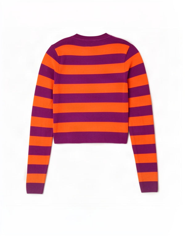 Maglione Zara da donna con scollo a barca UK 14 Viscosa a righe grandi arancioni