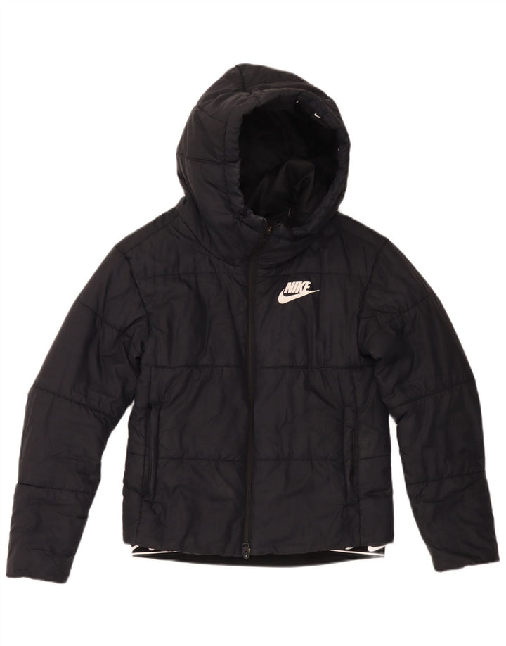 Giacca imbottita con cappuccio grafico Nike da donna UK 6 XS poliestere nero