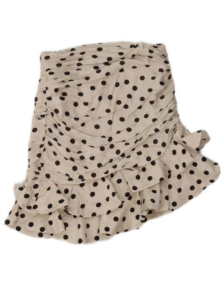 Gonna con volant da donna Zara piccola W26 a pois bianco sporco
