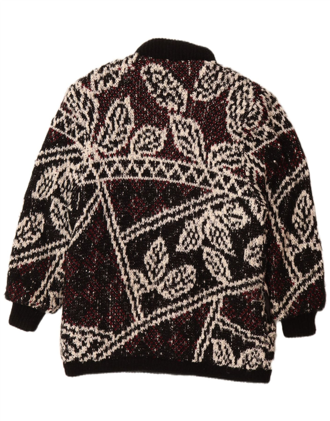 JEFFREY BROWNLEADER Cappotto in maglia da donna UK 14 Acrilico floreale nero medio