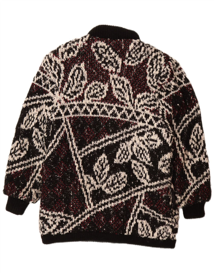 JEFFREY BROWNLEADER Cappotto in maglia da donna UK 14 Acrilico floreale nero medio