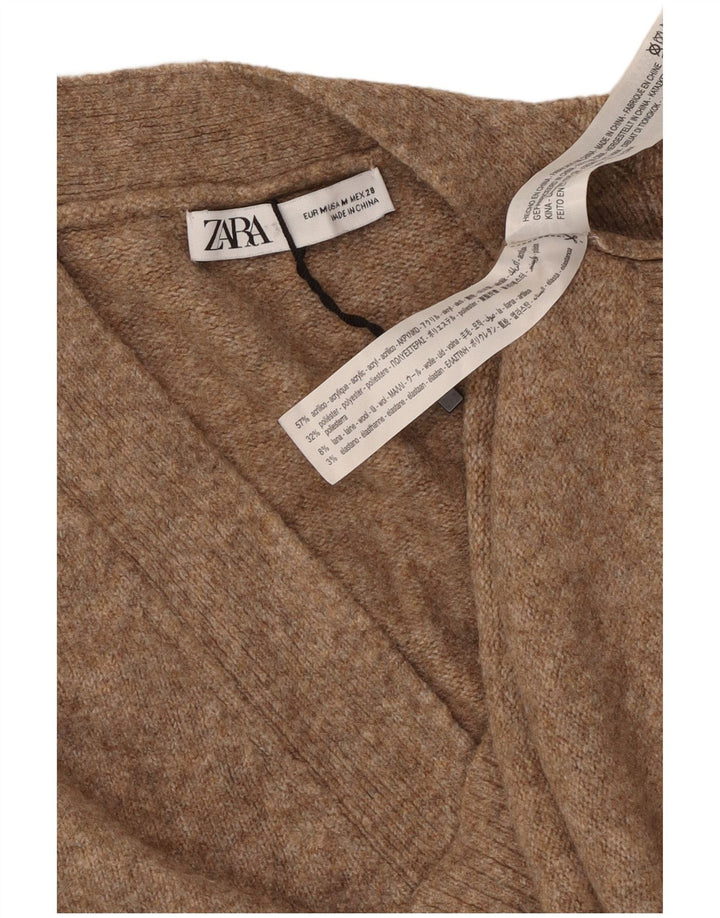 Maglione cardigan oversize da donna Zara UK 14 Acrilico beige medio