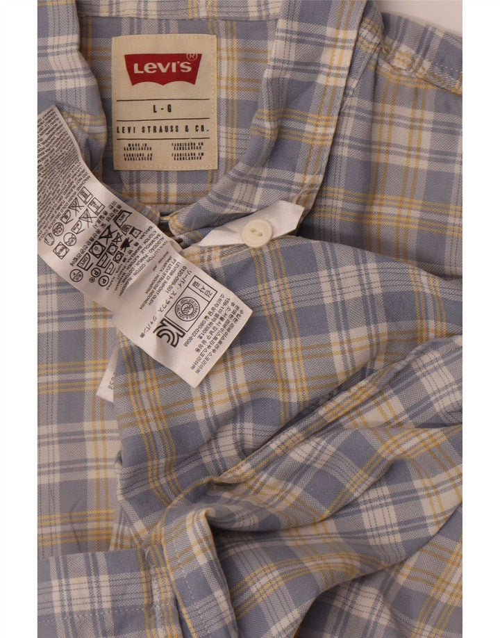 Levi's Camicia a maniche corte da uomo in cotone a quadri blu grandi