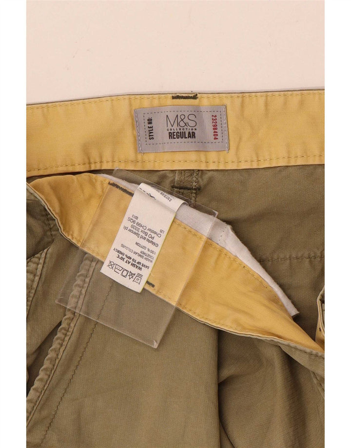 Pantaloncini cargo Marks & Spencer da uomo vestibilità regolare W36 grandi cotone kaki