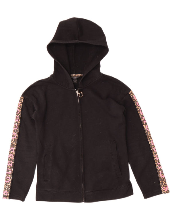 Guess Felpa con cappuccio e zip grafica da donna UK 6 XS Nero Stampa animalier