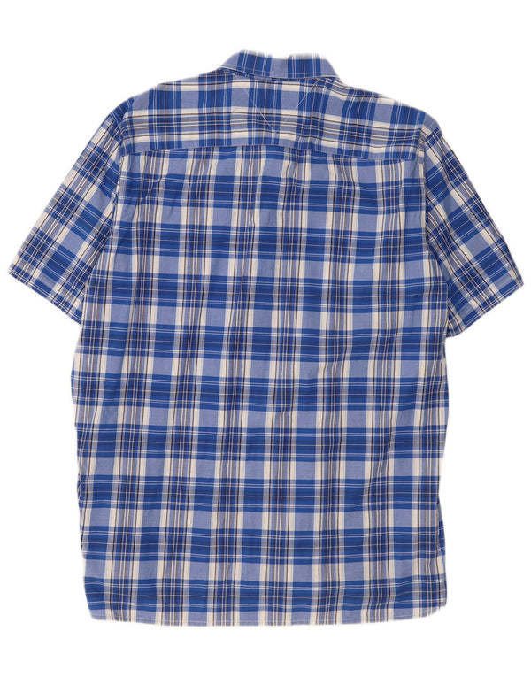TOMMY HILFIGER Camicia da uomo a maniche corte personalizzata XL in cotone a quadri blu