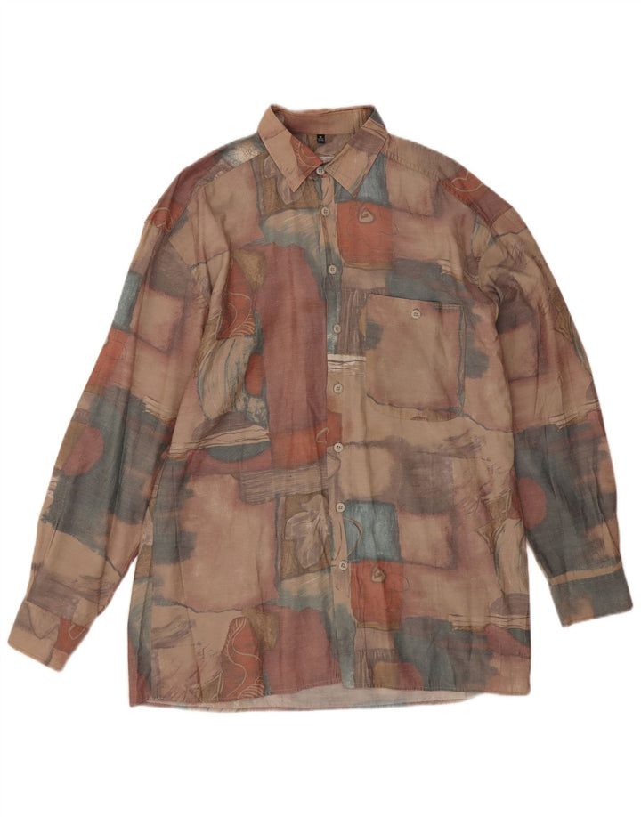 Camicia Uomo Angelo Litrico Taglia 38/40 Viscosa Patchwork Marrone Medio