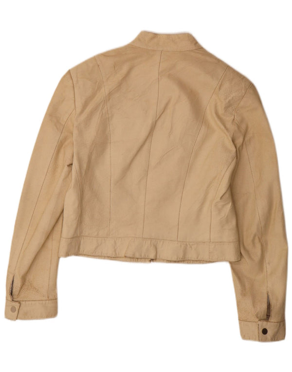 Donna Pelle Giacca in pelle corta da donna IT 44 Beige medio
