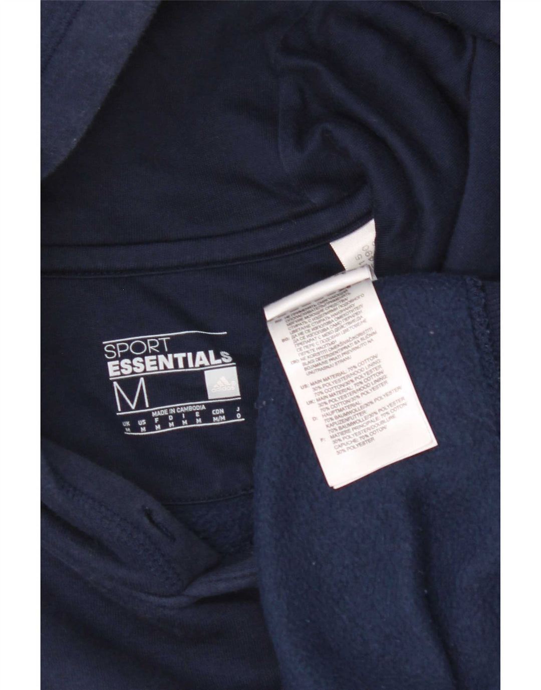 Felpa con cappuccio da uomo Adidas media in cotone blu navy