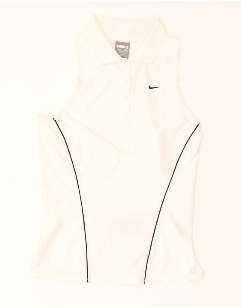 NIKE Womens Fit Dry Sleeveless Polo Shirt UK 10/12 Medium White Polyester Vintage Nike and Second-Hand Nike from Messina Hembry 
