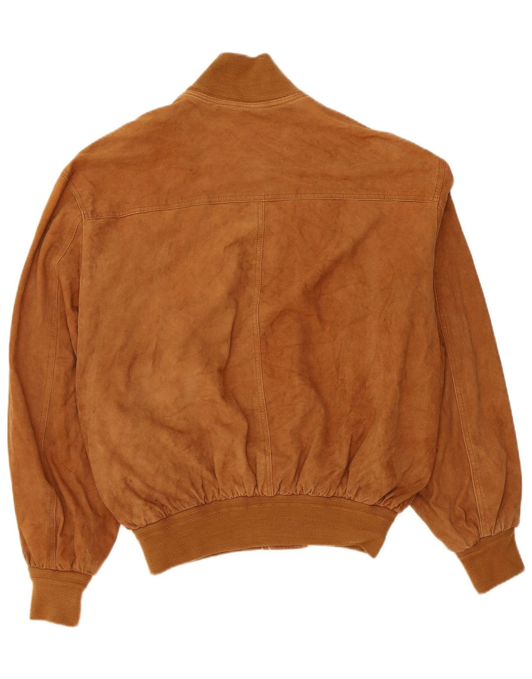 Giubbotto bomber vintage in pelle scamosciata da uomo IT 50 grande in pelle beige