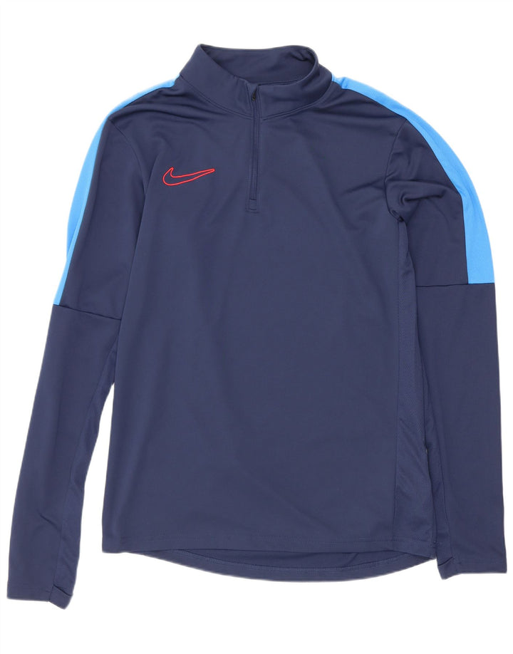 Nike - Maglia da uomo Dri Fit con zip e collo a maniche lunghe, piccola, colore blu navy