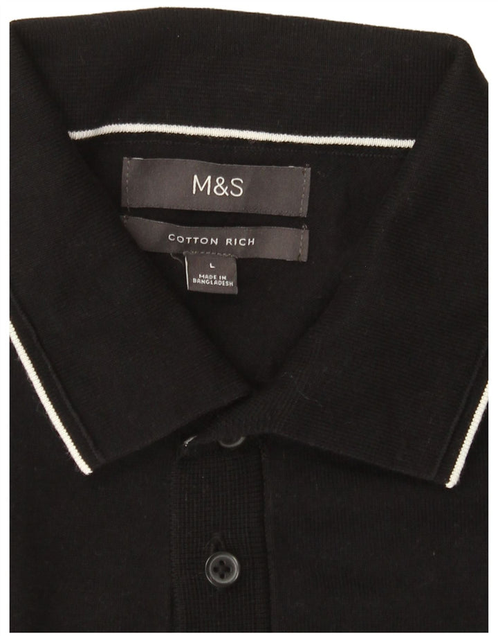 Polo da uomo Marks & Spencer grande in cotone nero