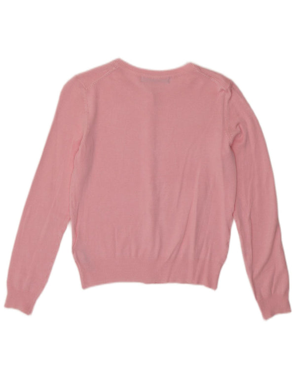 Maglione cardigan corto da donna Marks & Spencer UK 8 piccolo rosa viscosa