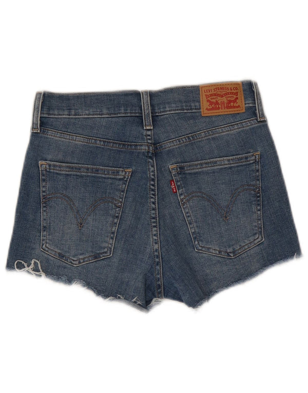 Pantaloncini di jeans invecchiati da donna Levi's W25 XS cotone blu