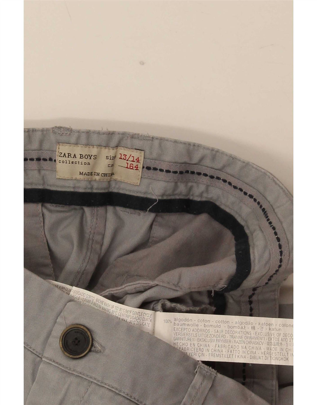 Pantaloncini chino Zara da bambino 13-14 anni W30 in cotone grigio