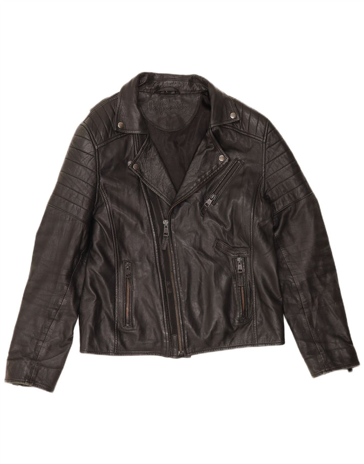 Giacca da motociclista in pelle da uomo Infinity UK 40 Large Nera