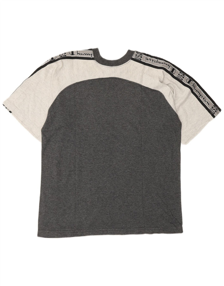 T-shirt grafica da uomo Champion Top Small in cotone color block grigio