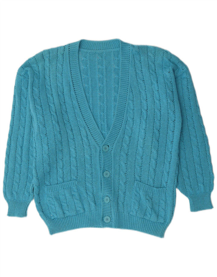 Maglione cardigan vintage da uomo grande blu