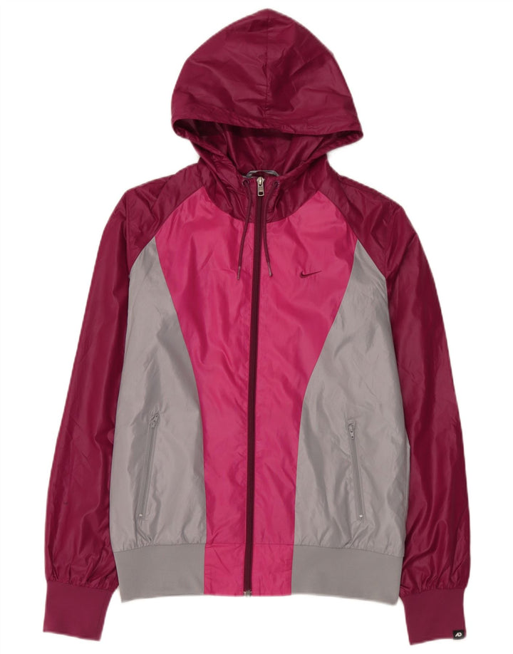 Giacca antipioggia con cappuccio da donna Nike UK 14 Poliestere color block rosa medio