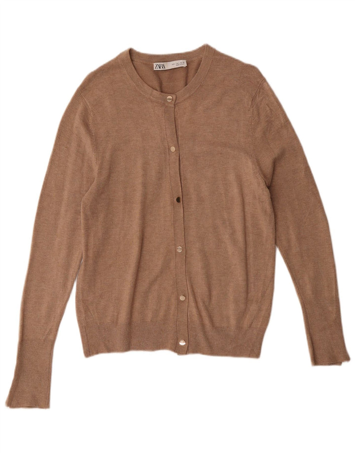 Maglione cardigan da donna Zara UK 14 grande marrone
