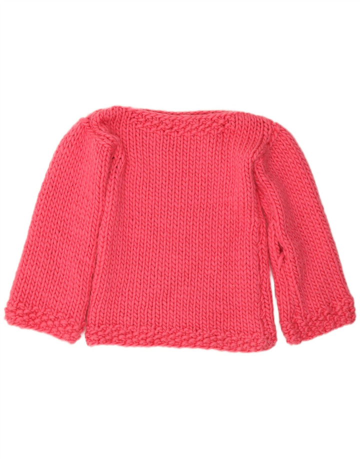 Maglione maglione vintage da donna con scollo a barca UK 12 Rosa medio