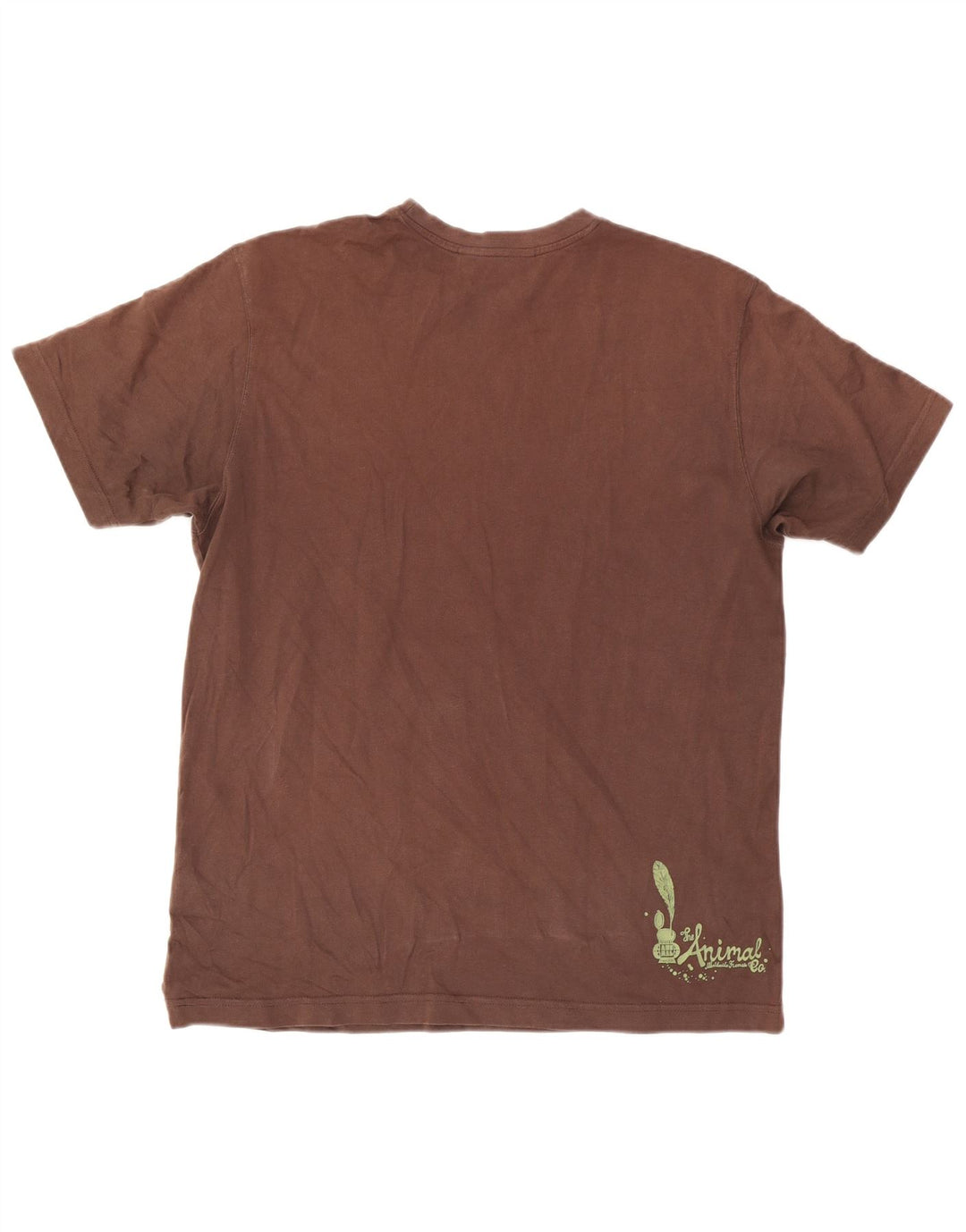 T-shirt grafica da uomo con animali, top grande, in cotone marrone