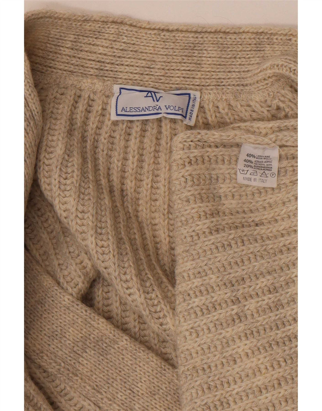 Maglione cardigan da uomo vintage XL in lana beige