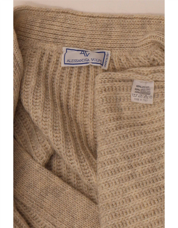 Maglione cardigan da uomo vintage XL in lana beige