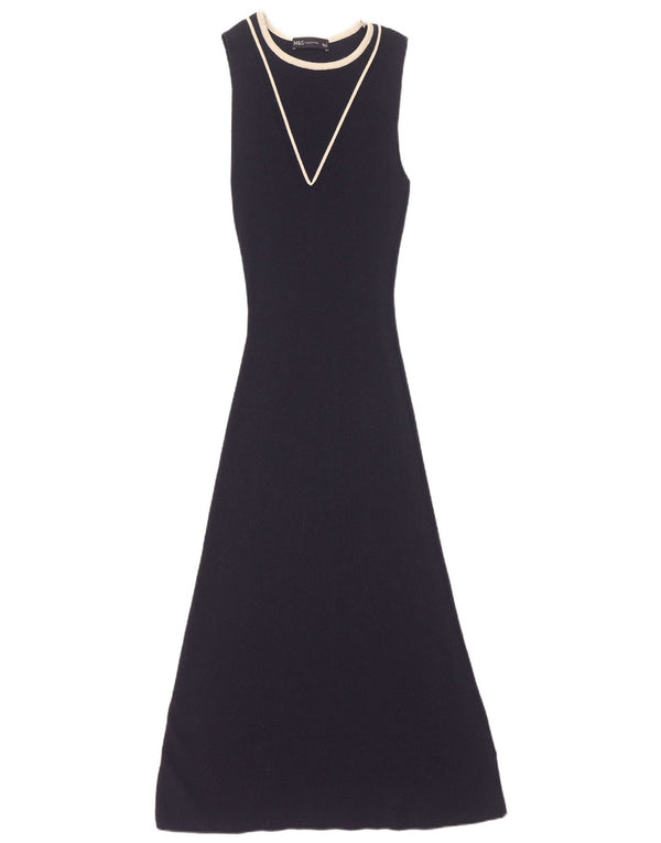Abito maglione senza maniche da donna Marks & Spencer UK 10 piccolo blu navy