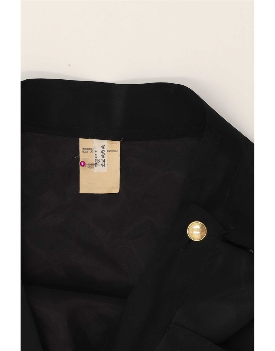 Gonna longuette a pieghe da donna vintage UK 14 media W30 poliestere nero
