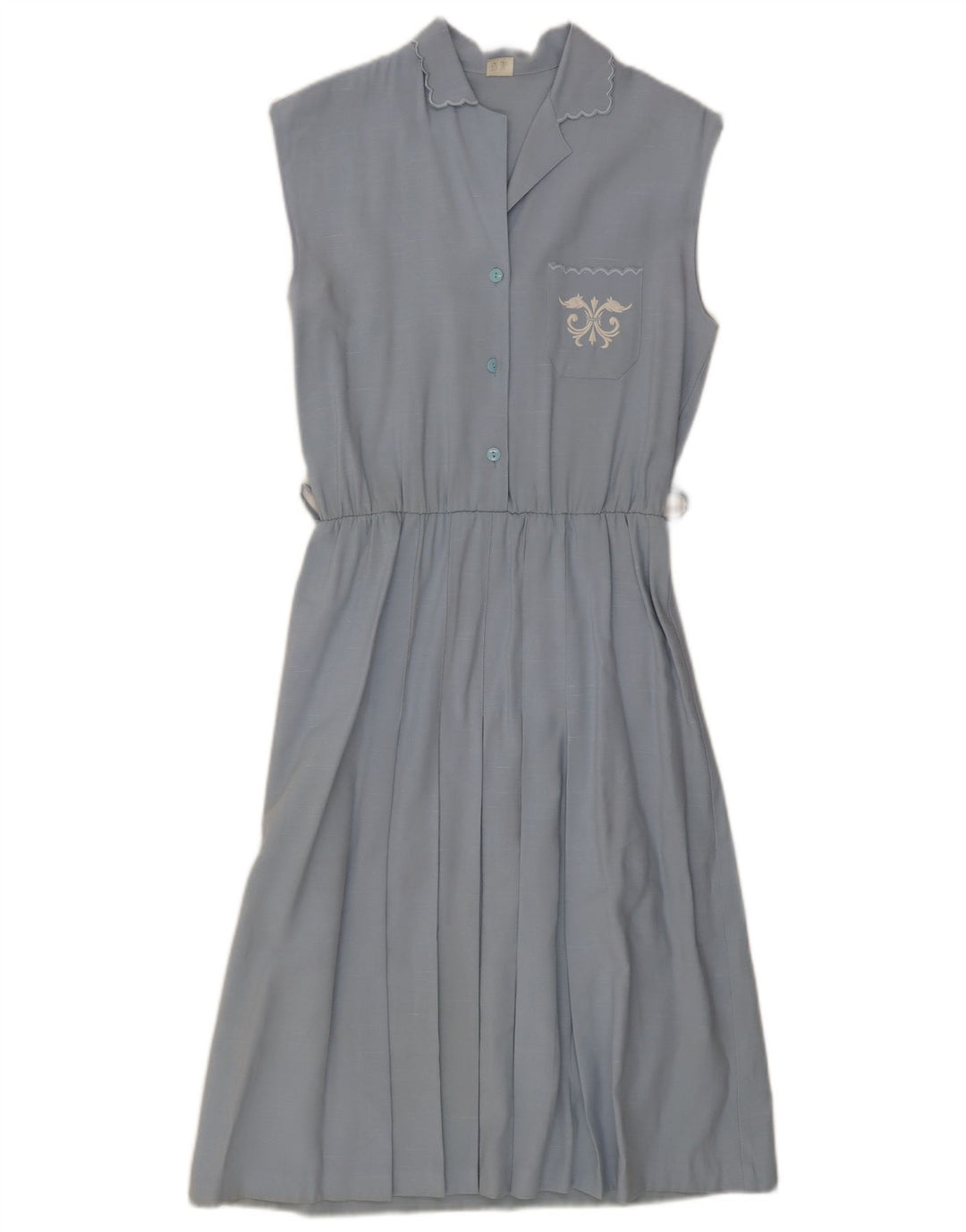Abito vintage da donna senza maniche a trapezio IT 44 Viscosa blu medio
